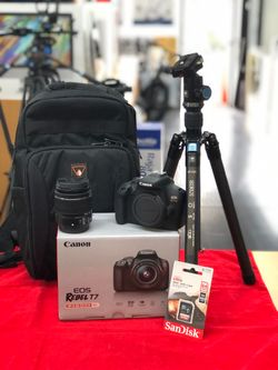 Rebel T7 DSLR Camera with 18-55mm Lens, Camera Bag and SD Card