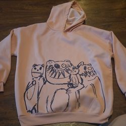 Pink Graphic Monster Print Hoodie y2k size 3