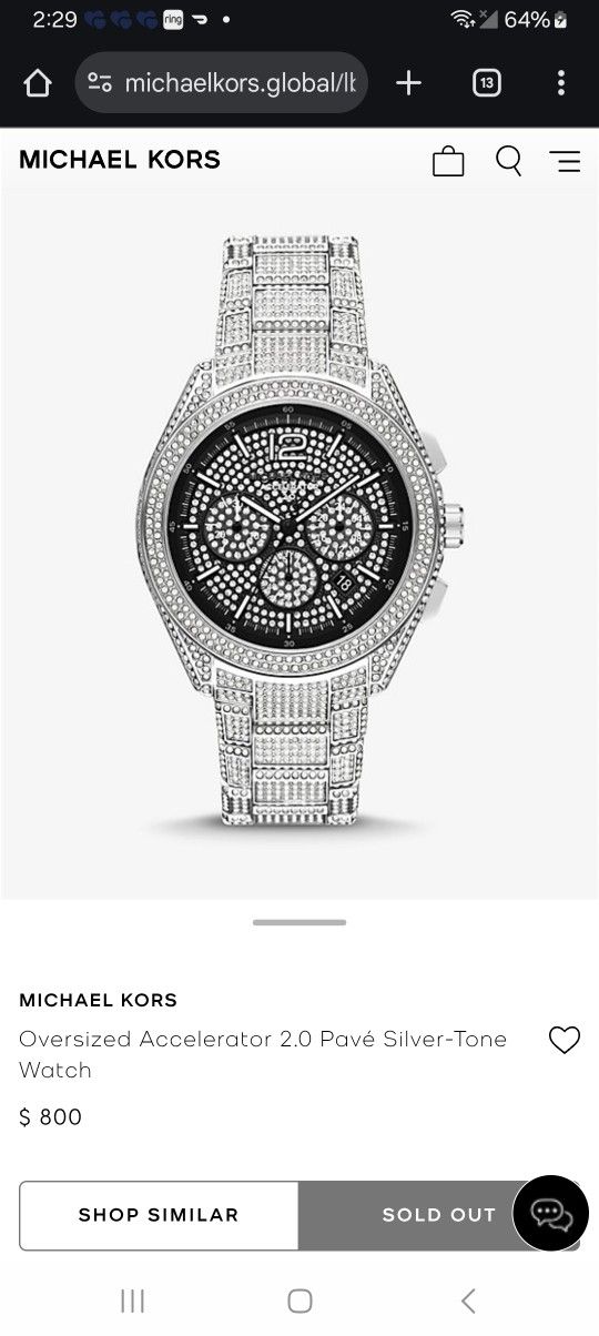 Michael Kors Oversized Accelerator 2.0 Pavé Silver-Tone Watch