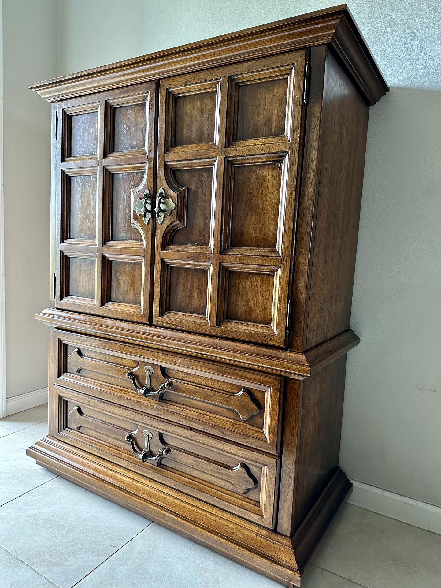 Mid-Century Henredon Furniture Two Door Armoire with Drawers