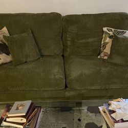 Green loveseat couch