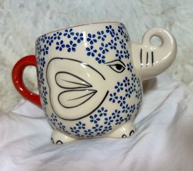 Rare Vintage Elephant Coffee Cup Yokohama Japan & Royal Embossed Raised Relief