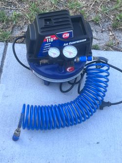 Campbell Hausfeld FP 202801 100 PSI Pancake Air Compressor 1 Gallon Works Great. Used in good condition with some cosmetic blemishes. These blemishes 