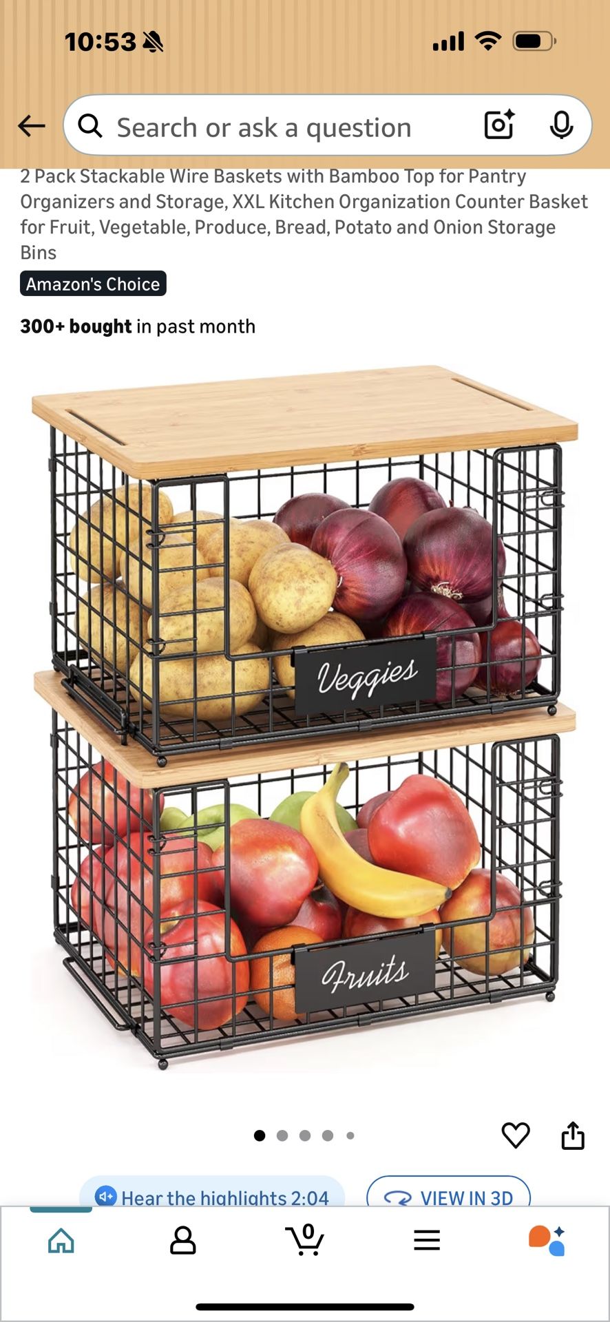 Storage Basket For Kitchen