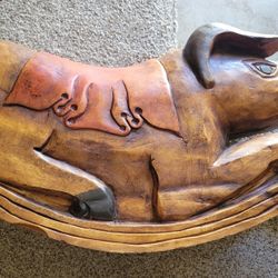 VINTAGE ANTIQUE ROCKER PIG ROCKING RARE WOOD HEAVY DISPLAY LIFESIZE STATUE FIGURE 