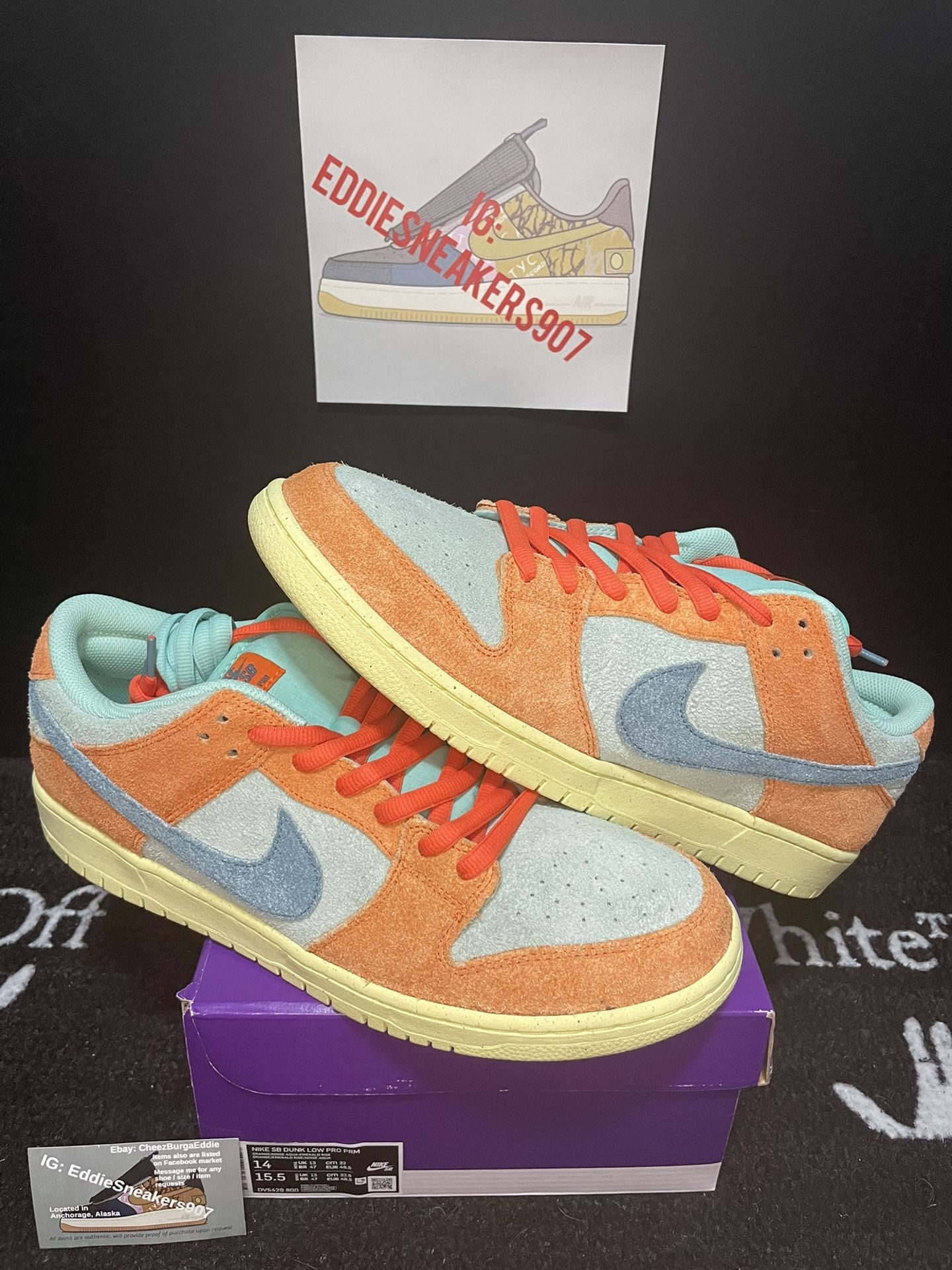 Nike SB Dunk Low Orange Emerald Rise Men’s Size 14