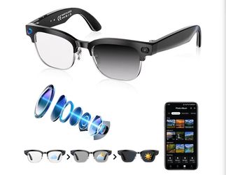 AI Smart Glasses, 4K EIS Anti-Shake Video & Photo, Real-Time Translation,Open-Ear Bluetooth Audio, Object Recognition, Recording Sunglasses with Photo