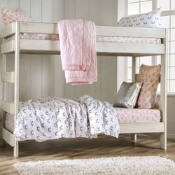 Brand New Rustic White Twin Size Bunk Bed 