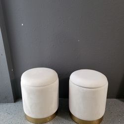 Like New! Velvet Cream Storage Ottomans  (2)