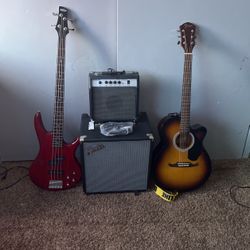 Ibanez GSR 200 BASS with Fender Bass Amp And Fender Fa -135ce Sb With Guitar Amp All In Good Conditions 