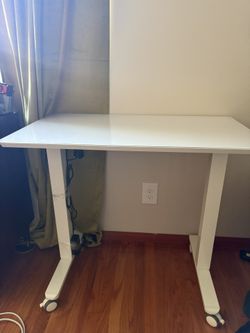 Small Glass Standing Desk, 35" x 20" Electric Whole Piece Height Adjustable Desk