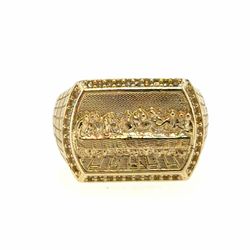 Men’s 10k Yellow Gold CZ Cubic Zirconia Last Supper Ring Size 10.5 GP3136863