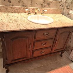 Oak And Granite Bath Vanity