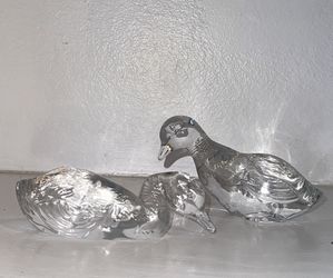 Baccarat Crystal Duck Figurine Made in France Vintage Pair