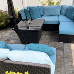 Blue Sectional Patio Set