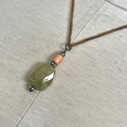 Green Natural Stone Pendant On Cord 