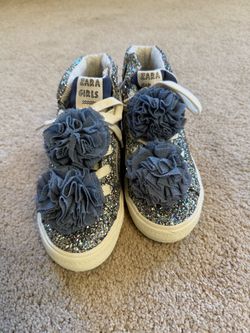 Zara Girls Glitter Sneakers with Flower Detail
