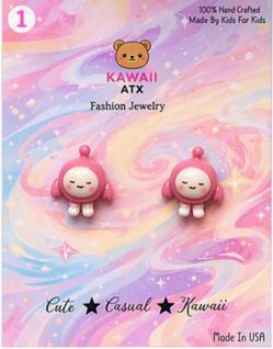 Kawaii ATX Pink Character Stud Earrings
