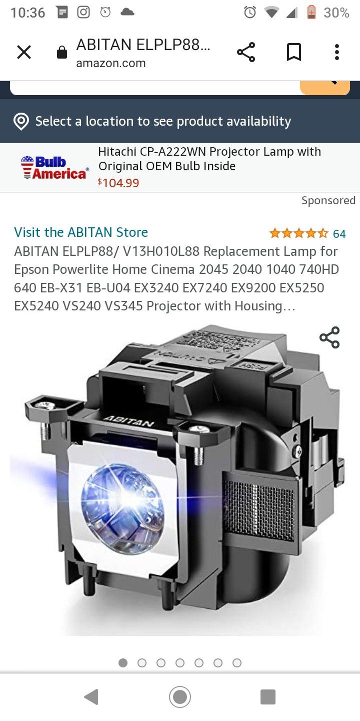 Replacement Lamp for Epson Powerlite Home Cinema 2045 2040 1040 740HD 640 EB-X31 EB-U04 EX3240 EX7240 EX9200 EX5250 EX5240 VS240 VS345 Projector with