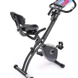 Naipo Folding Exercise Bike Magnetic Upright Bike with Pulse Sensor LCD Monitor Indoor Cycling Stationary Exercise Bike Perfect for Home Use