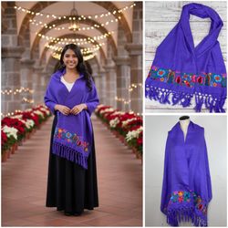 Mexican Embroidered Virgin Mary Our Lady of Guadalupe Shawl Wrap / Chal de la Virgen María Guadalupe