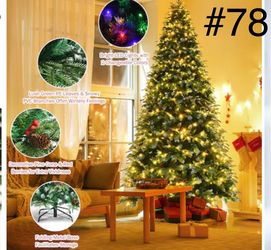 Costway 9-ft Pre-lit Artificial Christmas Tree with Multicolor LED Lights Lush Green PE Leaves & Snowy