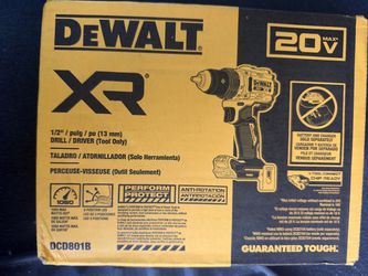 DeWalt 20V MAX XR 1/2" Drill/Driver — Brand New (DCD801B)