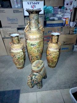 Four piece Royal satsuma vases