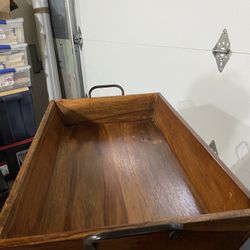 Real Wood Serving Tray With Metal Handles