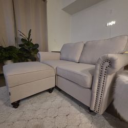 2-seat sofa and ottoman w/ storage