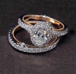 New 18 k gold wedding ring set engagement ring