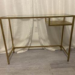 Metal Small Desk Glass Top 