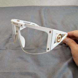 Nice White Versace Unisex Sunglasses With Clear Lens, Extra Black Lens