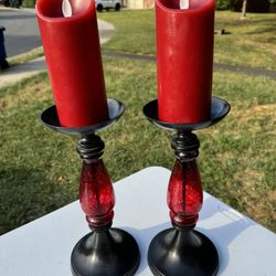 Candle holders and flameless flickering candles