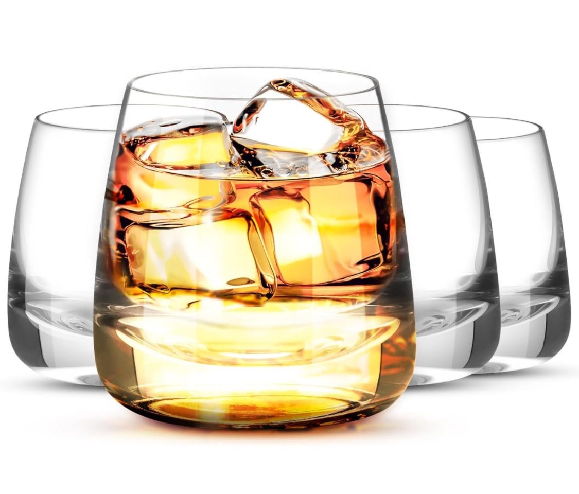 Whiskey Glasses Set 12 with Box, 9OZ Rocks Old Fashioned Whiskey Glasses Barware for Scotch, Bourbon, Liquor and Cocktail Drinks, Premium Crystal Glas