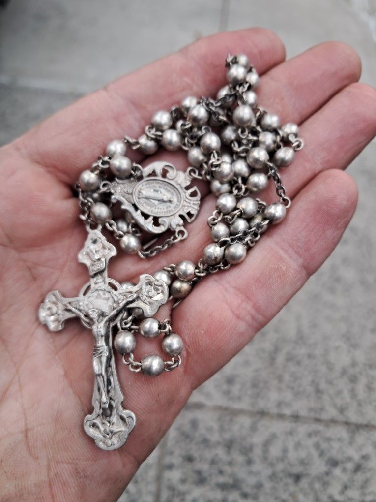 All Sterling Silver Antique/vintage Rosary Beads