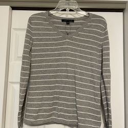 Tommy Hilfiger Gray & White Striped Shirt - Size Small
