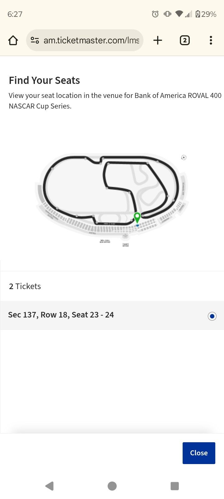 Nascar Roval 400 2 Tickets Oct 5 "Accepting Offer"