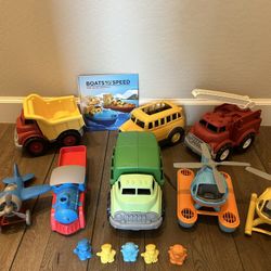 Green Toys Brand Trucks, Train, Plane, Helicopter and Book