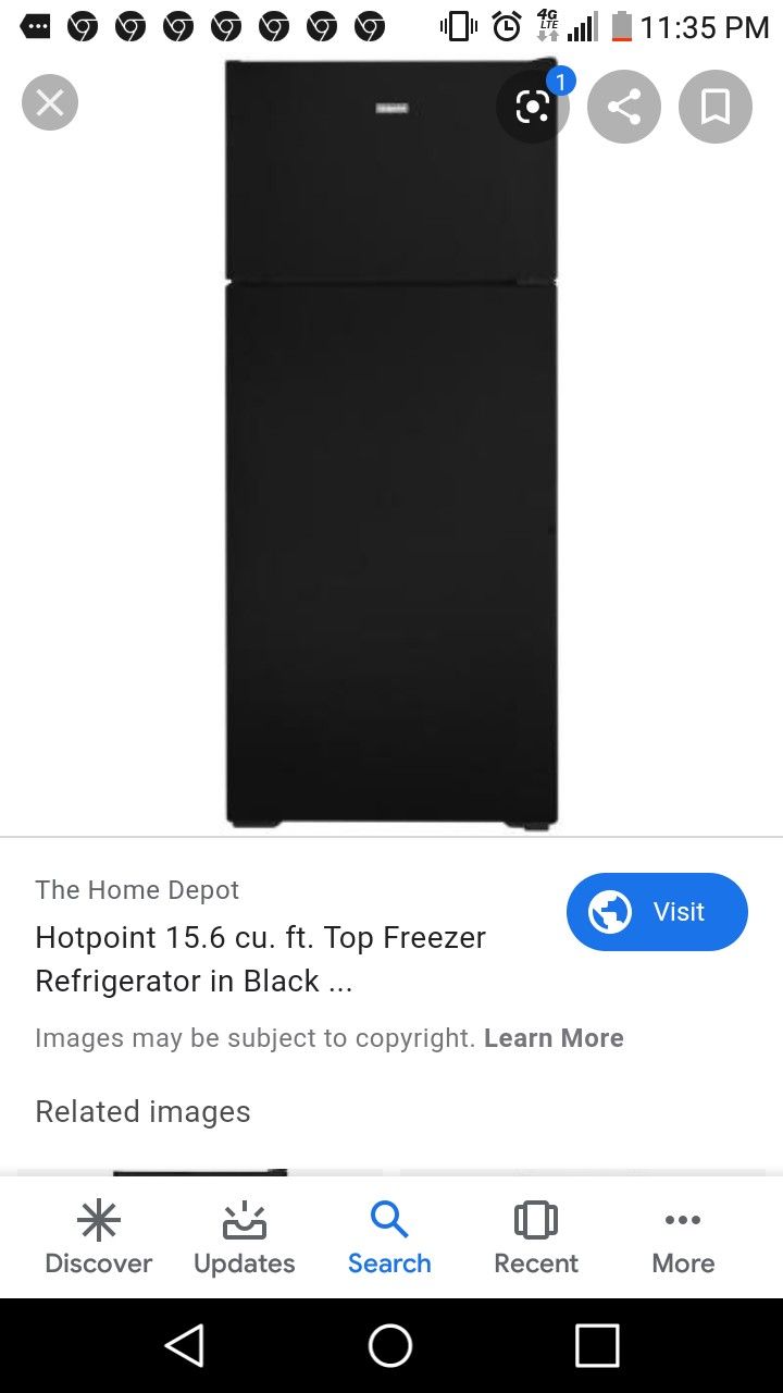 Hotpoint 15.6 cubic feet top freezer refrigerator