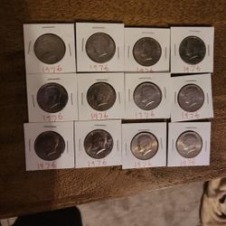 12-  1975 thru 1976 uncirculated half dollar kennedy coins 