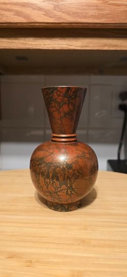 Japanese bronze or copper flower vase