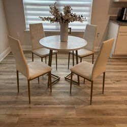 Breakfast Nook Dining Table 4 Chairs Marble LaminateTable 