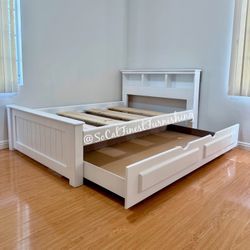 Full Bed And Trundle Frame - No Mattresses 