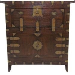 19th century Korean banji chest w/drawers and brass ornaments