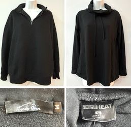 2 black sweatshirts - Trendy Queen 1/4 zip + 32 Degrees cowl neck hoodie S/M
