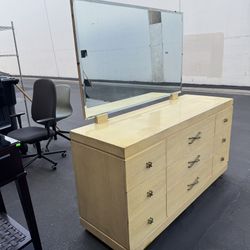 Vintage Rush Furniture Mid Century Modern 9 Drawer Mirror Dresser