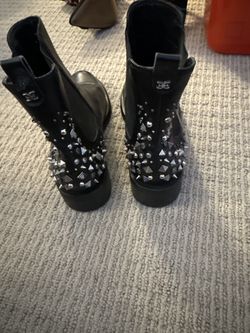 Sam Edelman Black Leather Studded Booties – Size 8