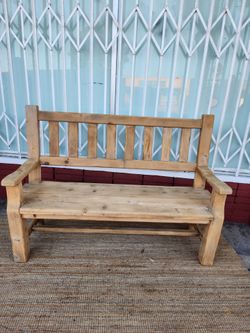 Rustic pine wood bench