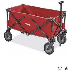 ULINE Foldable Utility Wagon Red with Wheels and Handle Storage Bag (36x19x22)